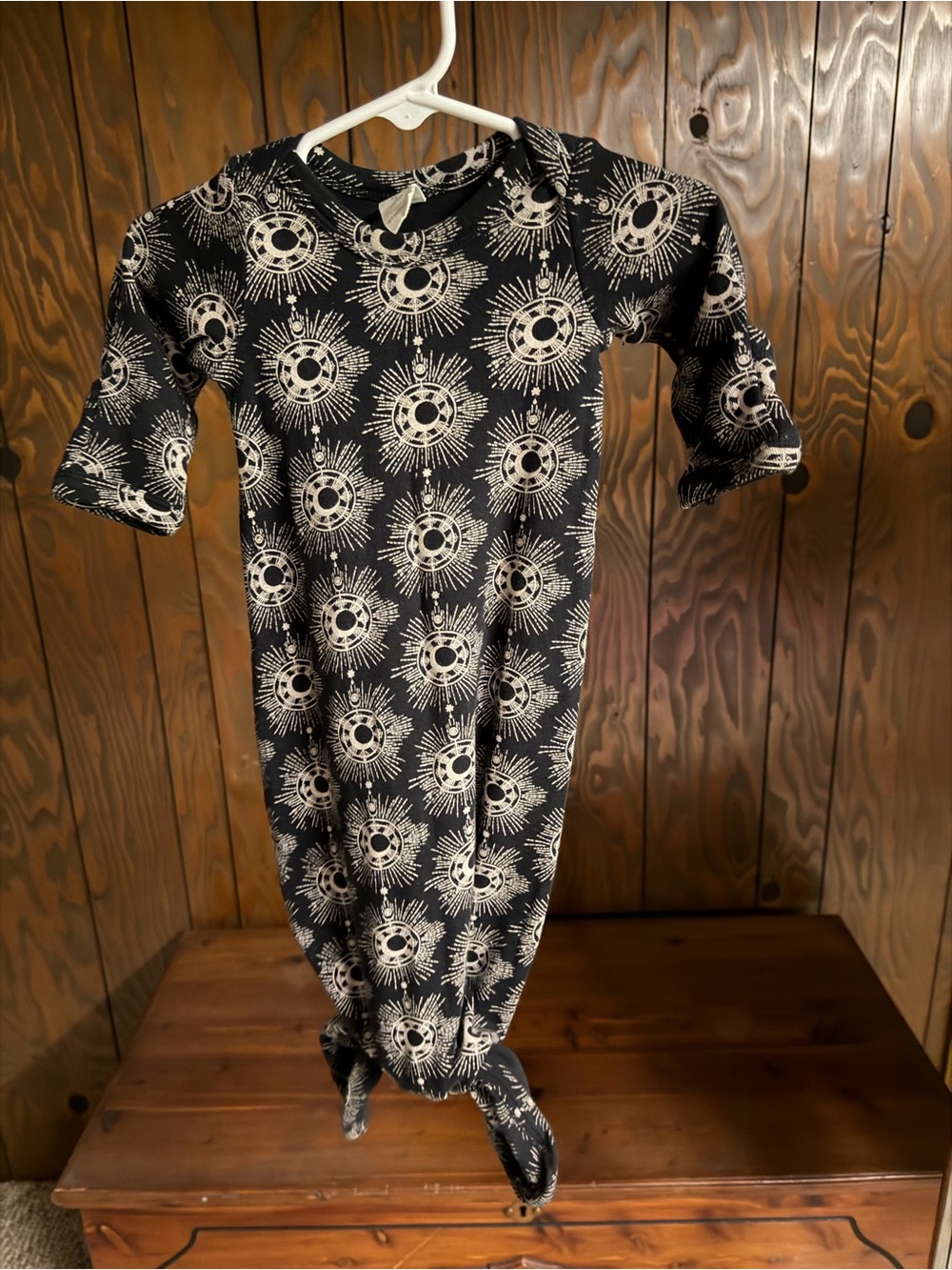 kate quinn Black Sleep Sack with White Sunburst Print